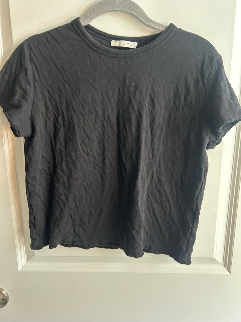 Zara Black Crew Neck Short Sleeve Tee